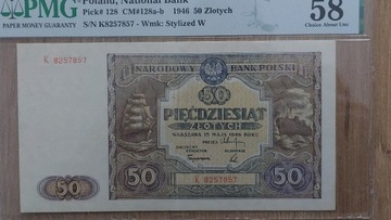 50 zł 1946 UNC stan przerwa urlopowa