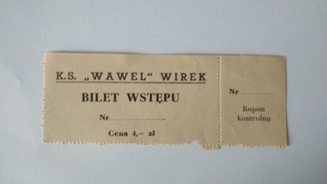 Bilet KS Wawel Wirek