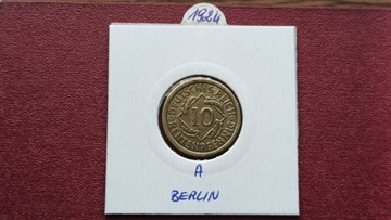 10 Rentenfennig Niemcy 1924.A,Mosiądz,Stan