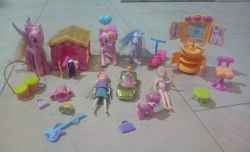 Zestaw laleczki Polly pocket mebelki+ 2xkonik Pony