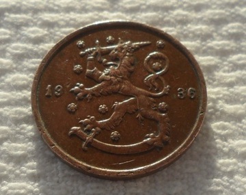 Finlandia Suomi 10 penni pennia 1936 Miedź KM# 24