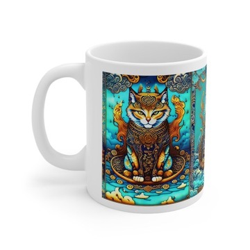 Oryginalny kubek ceramiczny, koty