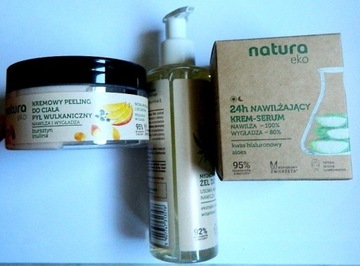 Natura, krem-serum, żel, peeling, zestaw kosmetykó