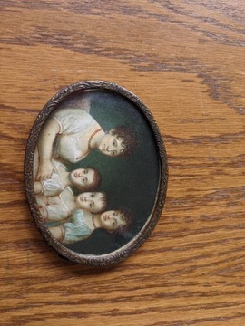 Malowidło miniaturowe/ Matka z trójką dzieci