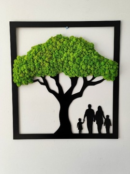 Obraz z mchu mech drzewko, rodzina 60 cm drzewo