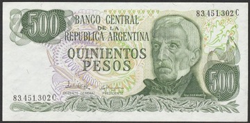 Argentyna 500 pesos 1977/82 - stan bankowy UNC