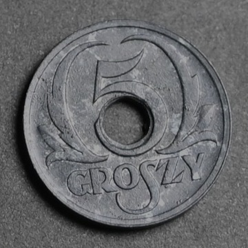 5 GROSZY / GR GG 1939 CYNK - PIĘKNY STAN !!