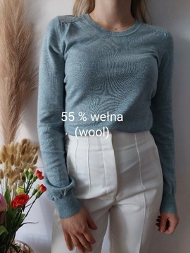 Cienki sweter, 55% wełna, marka Reiss 