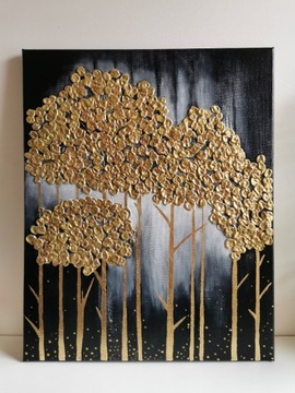 Obraz złote drzewa dekoracja