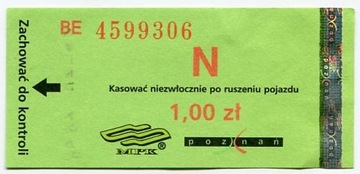 Bilet  MPK Poznań - 1zł / Normalny