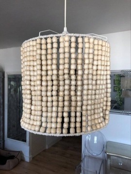 Lampa z drewnianych korali hand made