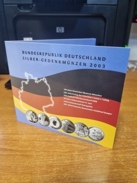 Niemcy zestaw 6 x 10 Euro 2003 SREBRO 925