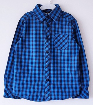 Niebieska koszula w kratę H&M 122/128