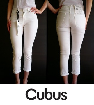 białe rurki spodnie jeansowe Cubus jeans 34 xs
