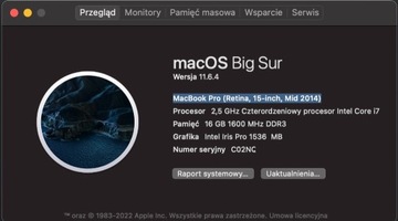 MacBook Pro Mid 2014 15.4 512GB 16GB RAM