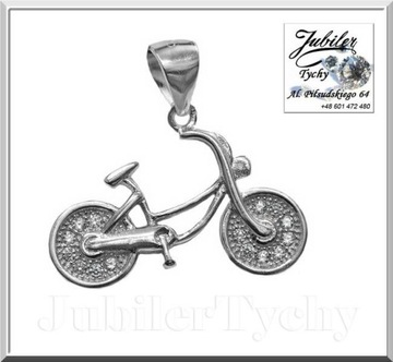 Srebrny wisiorek rower z cyrkoniami srebrne rowery