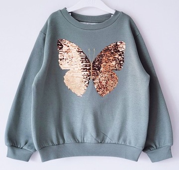 Nowa bluza z cekinowym motylem H&M 122/128