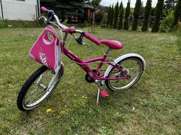Rower dziewczęcy B-Twin, biało-różowy, koła 20"