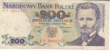 Banknot 200 zł PRL Dąbrowski.