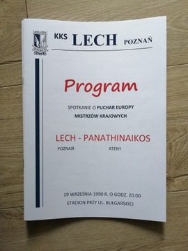 Program Lech Poznań - Panathinaikos Ateny 1990