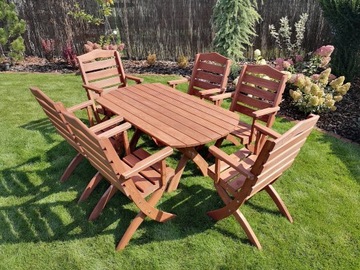 Zestaw mebli ogrodowych 6 krzeseł + owal