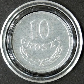 10 GROSZY 1975, z.m., PRL, nominał, stempel zwykły