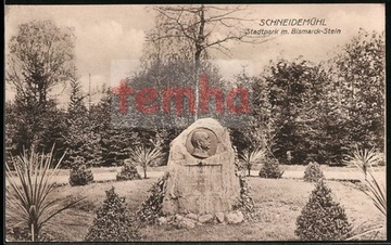 PIŁA Schneidemuhl Park miejski kamień Bismarck