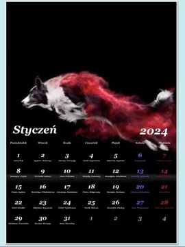 Kalendarz ścienny A3 2024 PSY PROSZEK HOLY