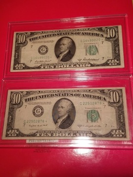 10 DOLAROW USA GWIAZDA 1950-zielona pieczec