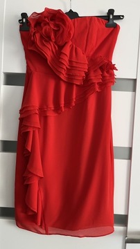 Czerwona gorsetowa sukienka bez ramiączek XS 34 