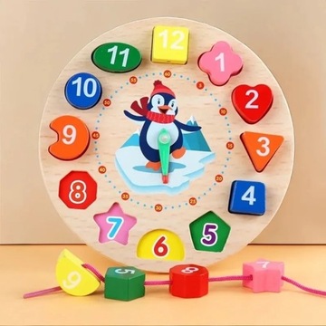 Gra edukacyjna dla dzieci drewniany zegar
