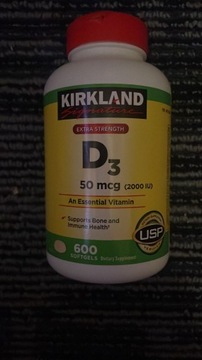 Kirkland Witamina D3 600 kapsułek z olejem sojowym