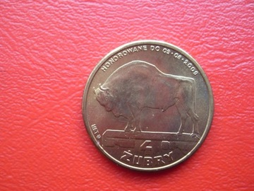 Moneta lokalna 4 żubry - Spała 2009 - mosiądz