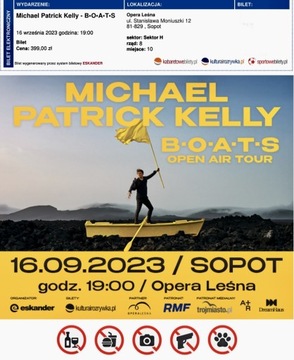 3 bilety Michael Patrick Kelly w Sopocie 16.09