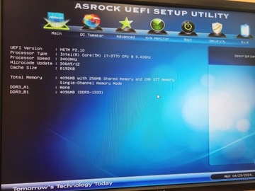 ASRock H67M + Intel i7-3770 3.40 + 4GB DDR3 1333