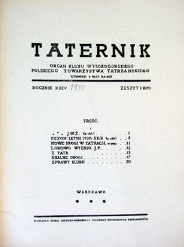 TATERNIK. Rok XXIV. Zeszyt 1. [1940]. REPRINT