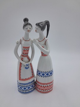 HOLLOHAZA figurka porcelanowa vintage plotkarki