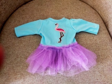 Strój dla lalki - bluzeczka z falbanami z flamingiem 