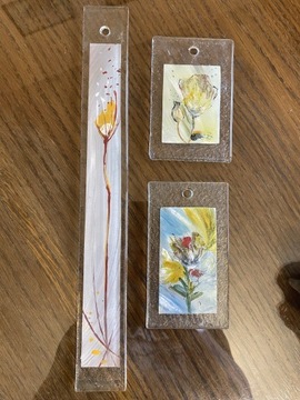 Szklane obrazki polne kwiaty ręcznie malowane