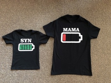 Koszulka MAMA SYN , Baterie - koszulki z nadrukiem