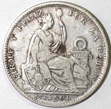 Stara Moneta ,1900r Srebro (0.900) ,Peru