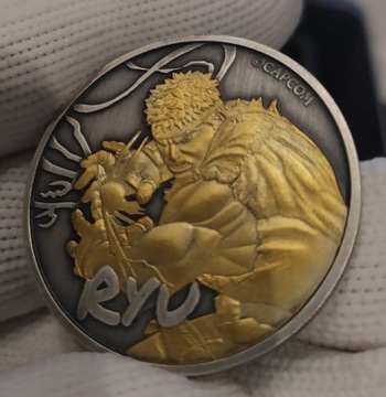 Moneta srebrna Street fighter Ryu 1oz złocona 24k