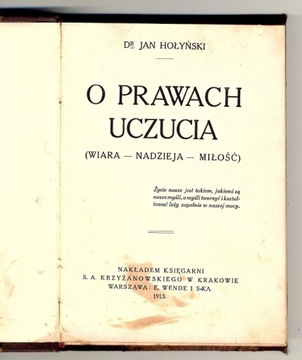 O prawach uczucia - Jan Hołyński 1913