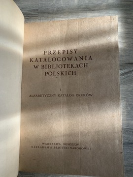 Przepisy katalogowania w bibliotekach polski 1934