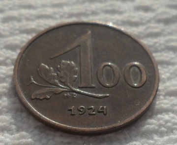 Austria 100 koron kronen 1924 Ładny stan