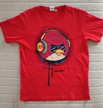 T-shirt czerwony Angry Birds bawełna C&A r.146/152