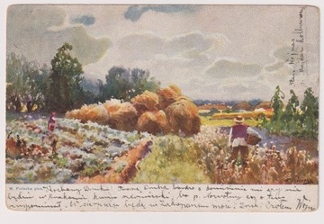 M. Pociecha lato wieś 1902 Litografia M023