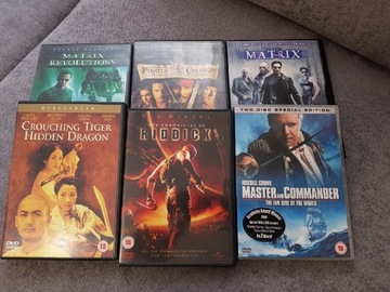 Zestaw 6 filmów DVD Matrix Riddick i inne
