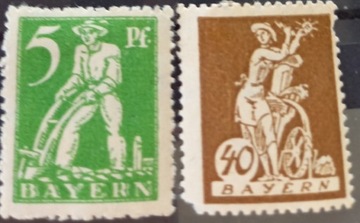 Znaczki pocztowe Bavaria 1920r.z serii Rolnictwo. 