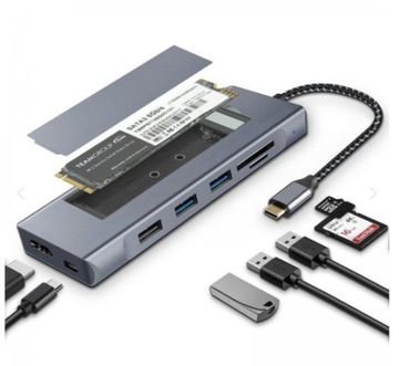 HUB USB 8 w 1 obudowa M.2 / czytnik kart / HDMI